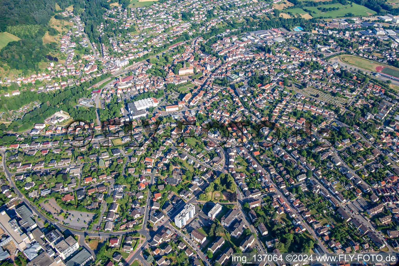 Erbach in the state Hesse, Germany from the plane