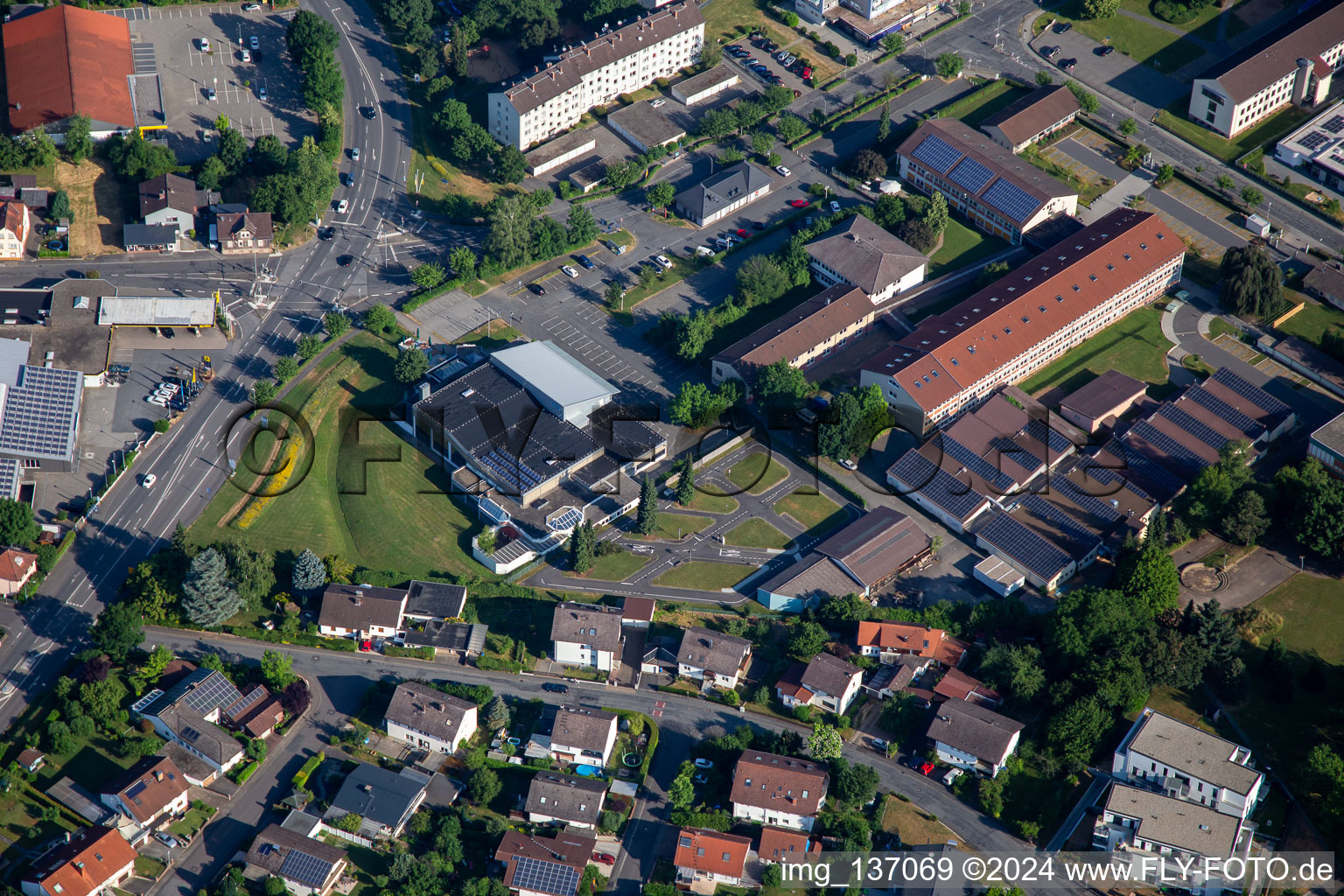 Odenwald indoor swimming pool and Odenwaldkreis vocational school centre in the district Stockheim in Michelstadt in the state Hesse, Germany