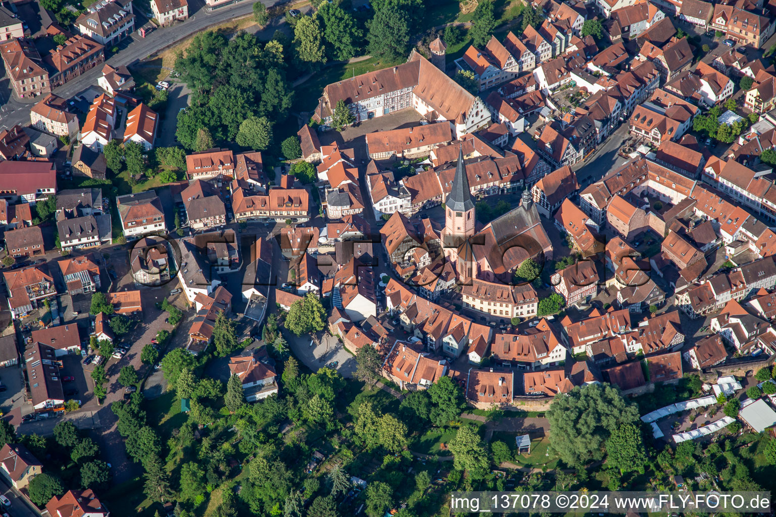 Historic Old Town City Church in Michelstadt in the state Hesse, Germany