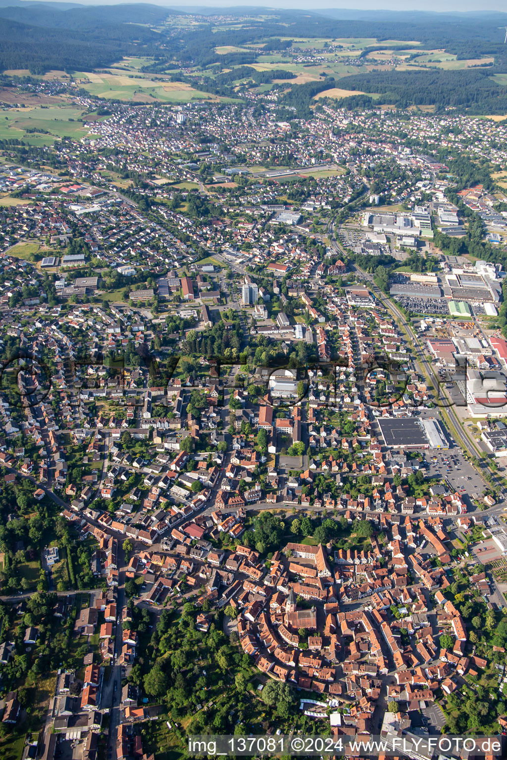 Overview from the north in the district Stockheim in Michelstadt in the state Hesse, Germany