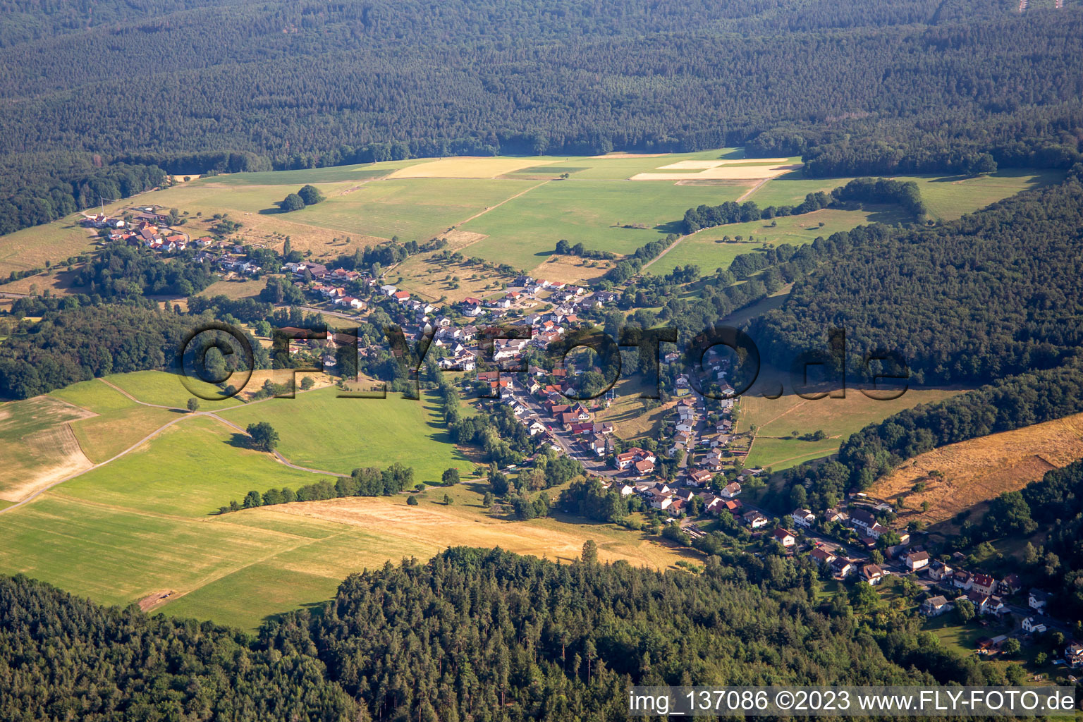 Aerial view of District Kimbach in Bad König in the state Hesse, Germany