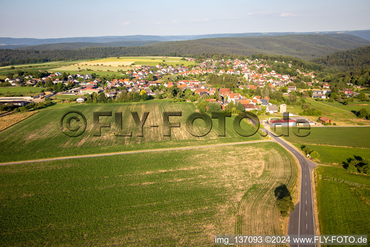 From the west in the district Vielbrunn in Michelstadt in the state Hesse, Germany