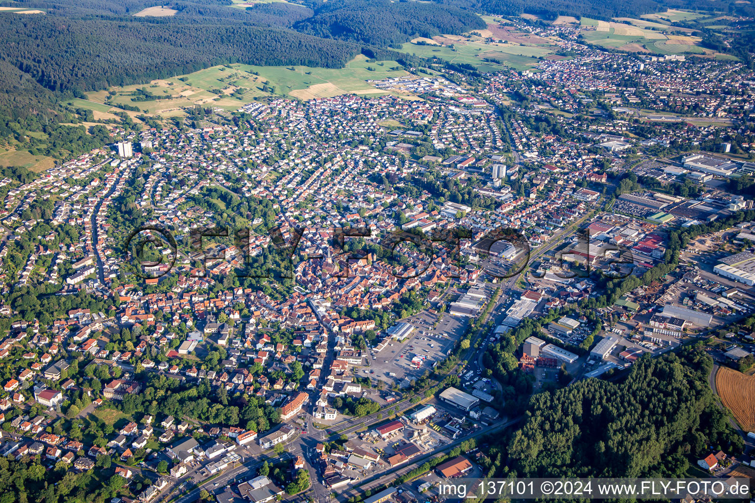 From northeast in the district Stockheim in Michelstadt in the state Hesse, Germany