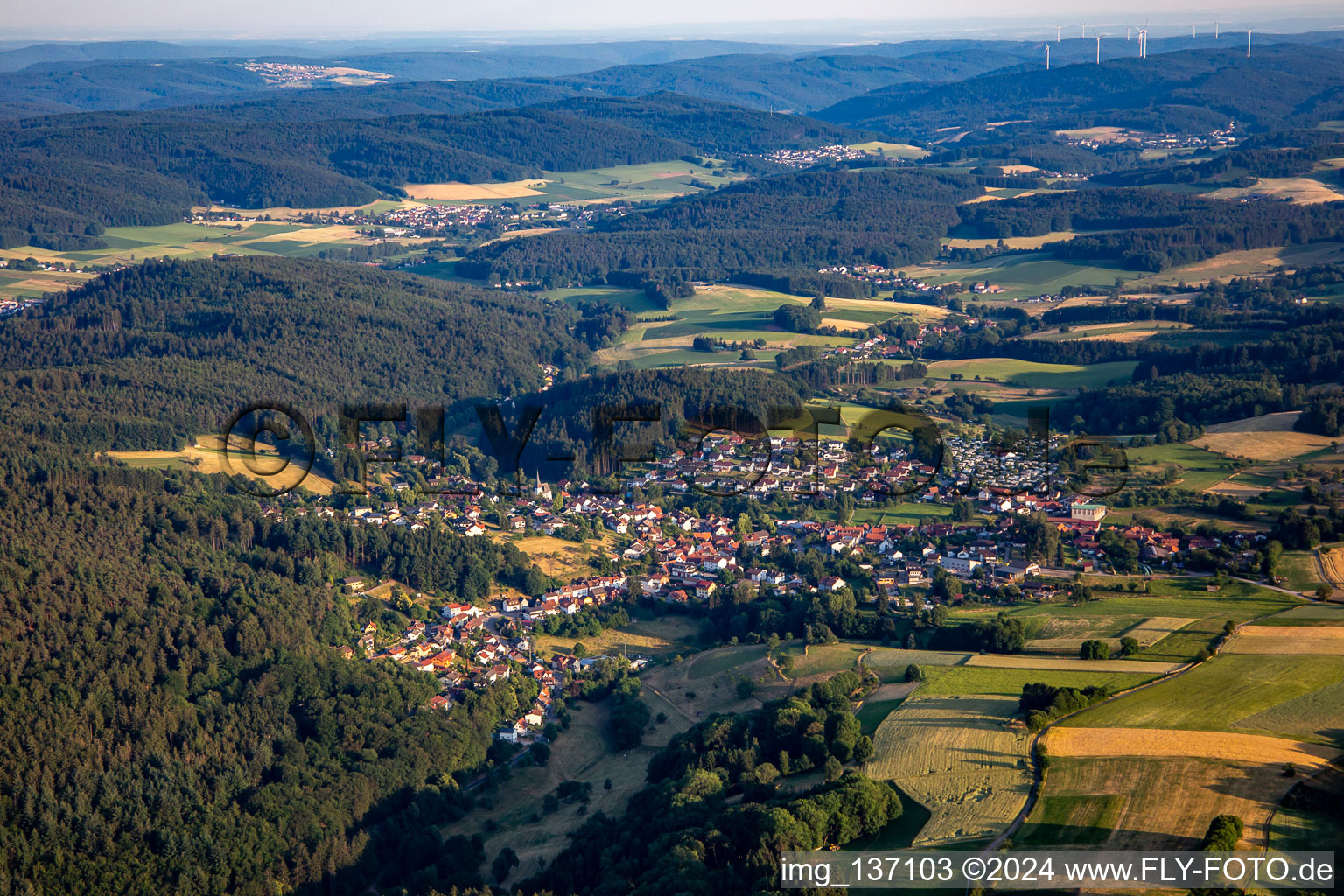 District Hammelbach in Grasellenbach in the state Hesse, Germany seen from above