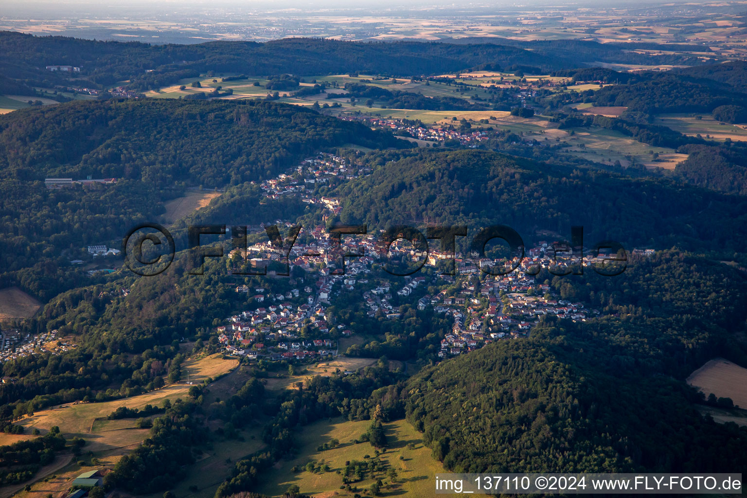 Aerial view of From the south in Lindenfels in the state Hesse, Germany