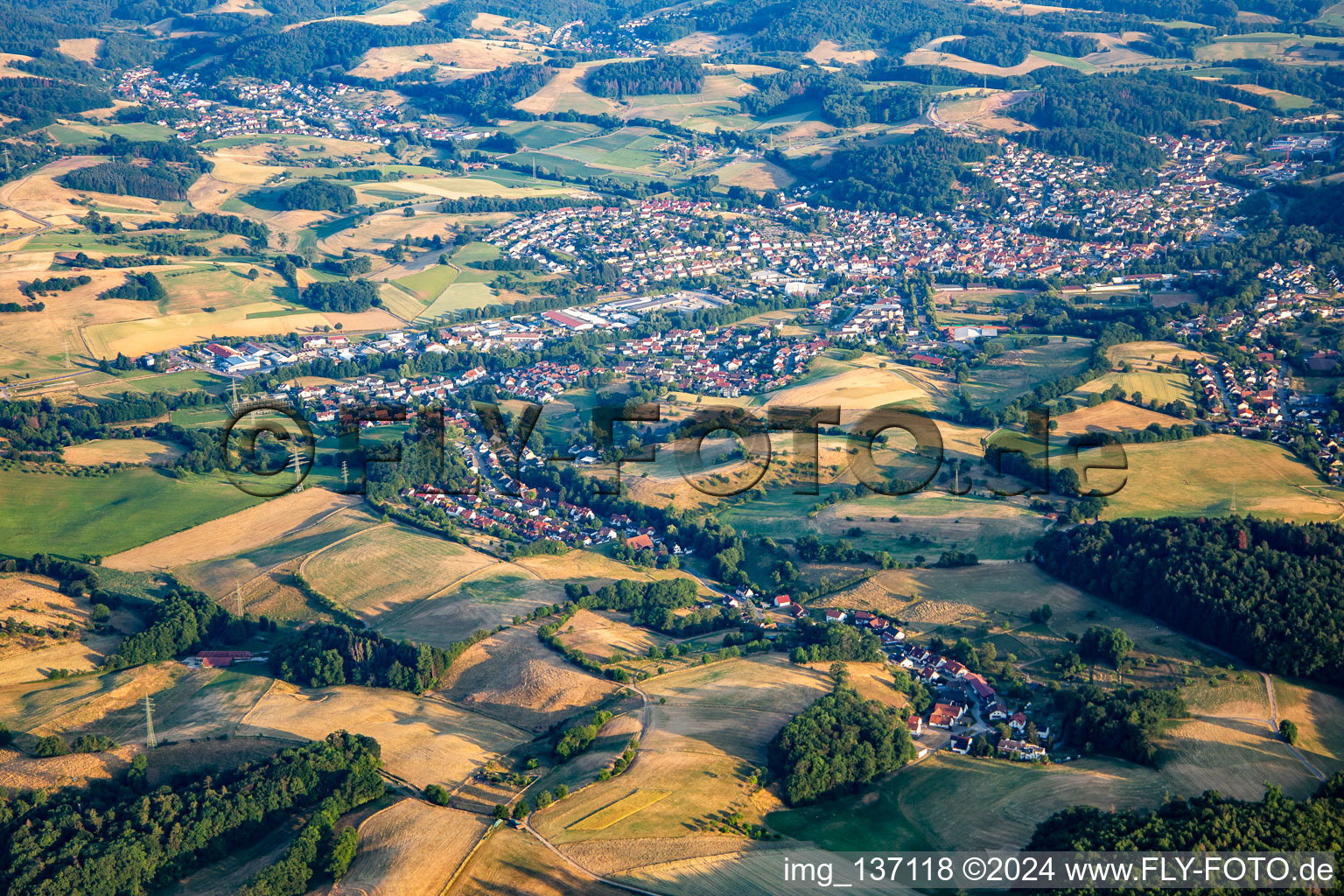 Mörlenbach in the state Hesse, Germany from above