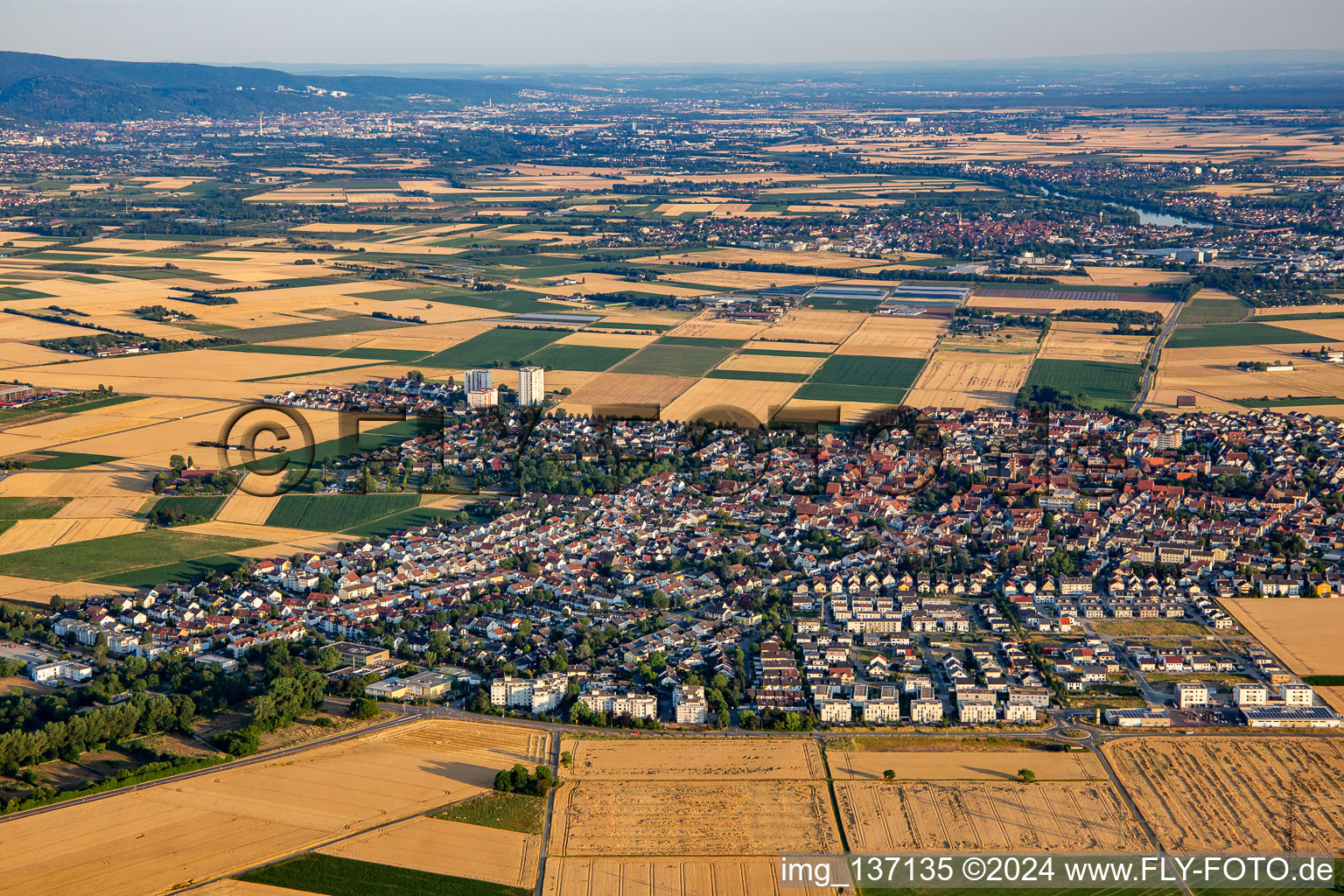 From the northwest in Heddesheim in the state Baden-Wuerttemberg, Germany