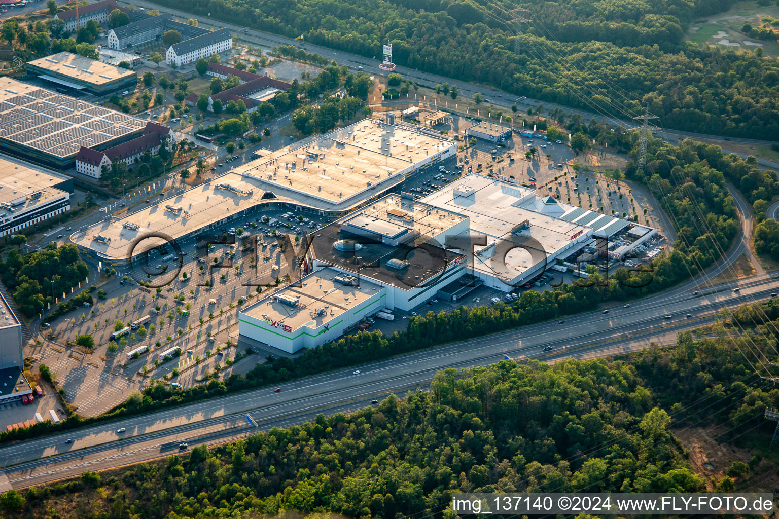 Oblique view of XXXLutz Mann Mobilia Mannheim in the district Vogelstang in Mannheim in the state Baden-Wuerttemberg, Germany