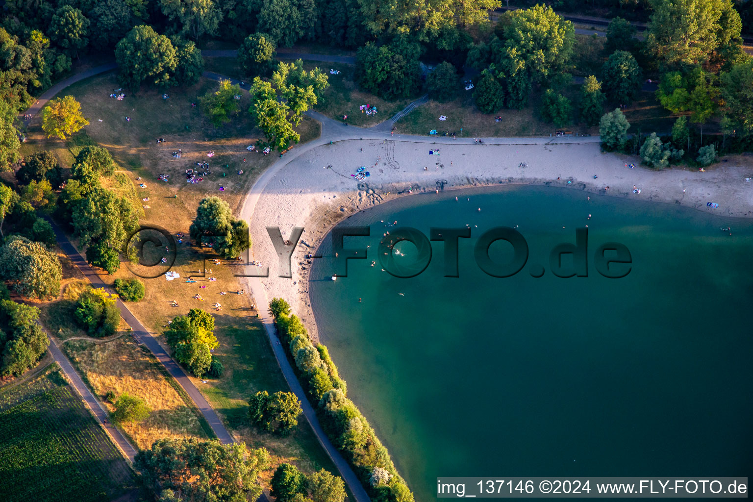 Beach Vogelstang Lake in the district Vogelstang in Mannheim in the state Baden-Wuerttemberg, Germany