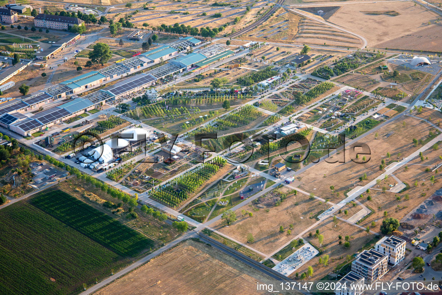 EXPERIMENTAL FIELD in the Spinelli Park of the Federal Garden Show Mannheim BUGA 2023 in the district Käfertal in Mannheim in the state Baden-Wuerttemberg, Germany