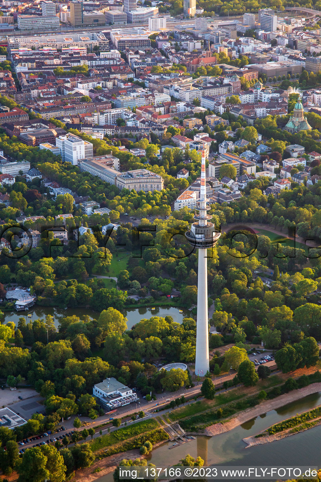 Telecommunications tower Mannheim in the district Neckarstadt-Ost in Mannheim in the state Baden-Wuerttemberg, Germany