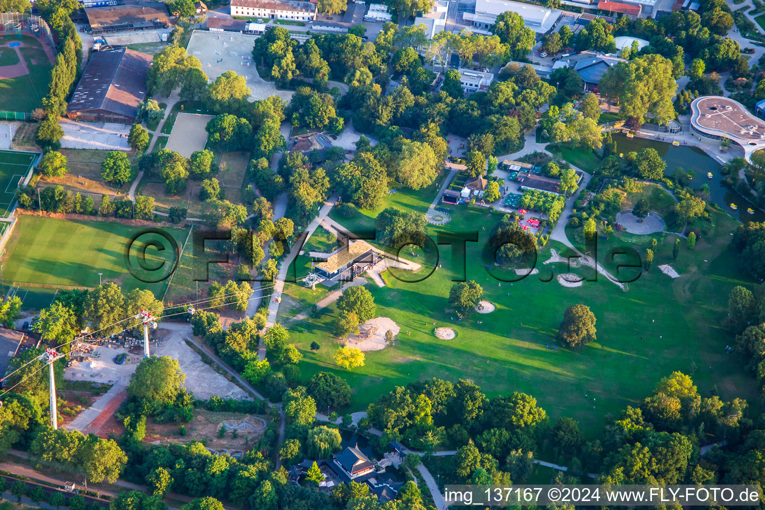 Cable car station from Luisen Park to Spinelli Park of the Federal Garden Show Mannheim BUGA 2023 in the district Oststadt in Mannheim in the state Baden-Wuerttemberg, Germany