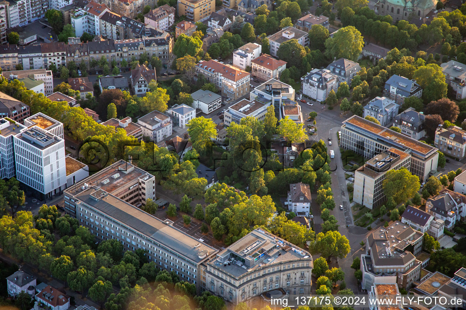 Aerial view of Palais Lanz Management GmbH in the district Oststadt in Mannheim in the state Baden-Wuerttemberg, Germany