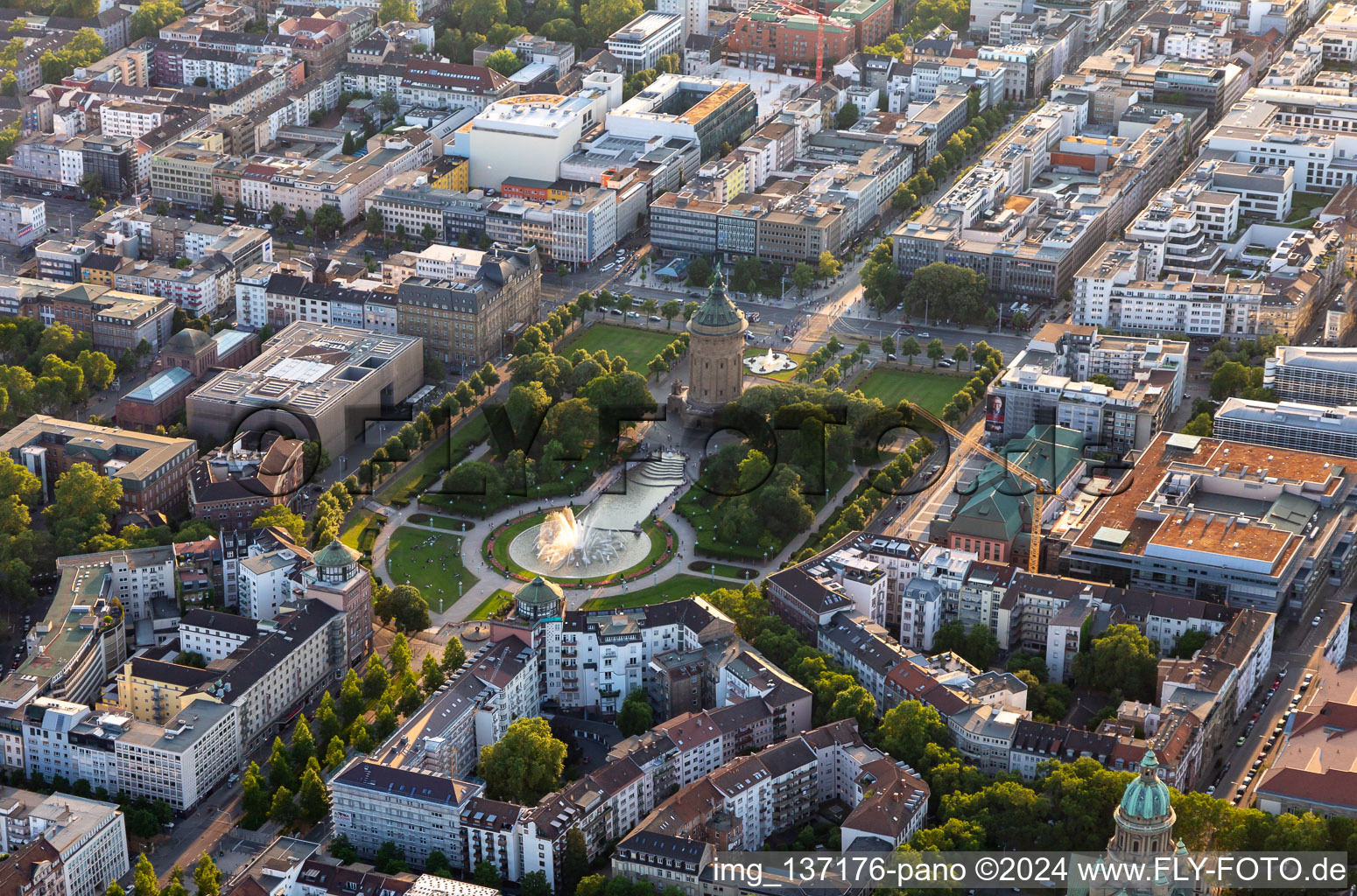 Congress Center Rose Garden and Water Tower in the district Oststadt in Mannheim in the state Baden-Wuerttemberg, Germany