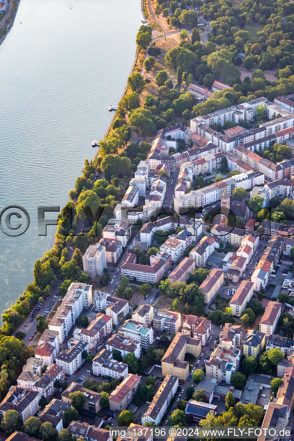 District Lindenhof in Mannheim in the state Baden-Wuerttemberg, Germany viewn from the air