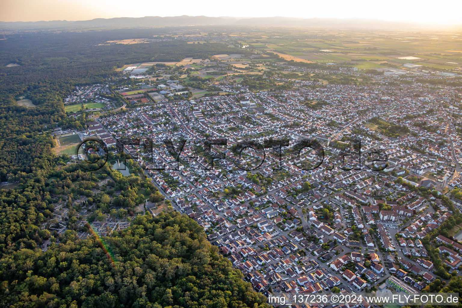 From the east in Schifferstadt in the state Rhineland-Palatinate, Germany