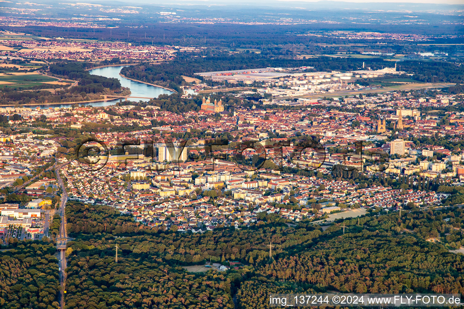 Aerial view of From the northwest in Speyer in the state Rhineland-Palatinate, Germany