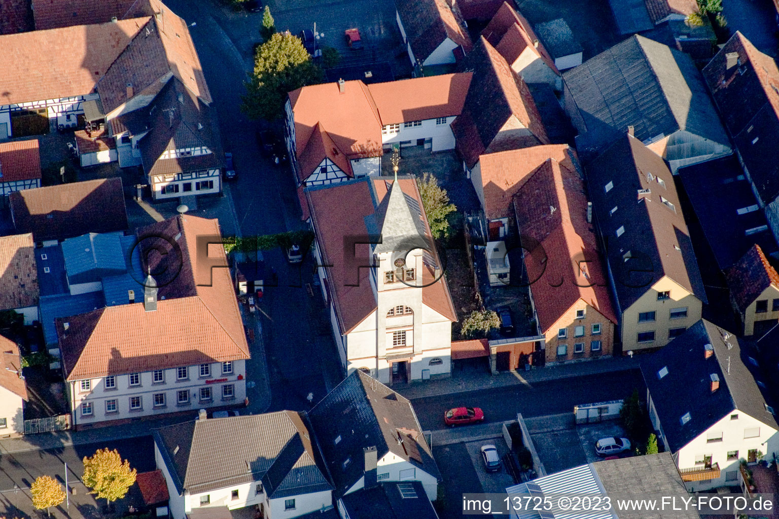 Church building in the village of in the district Ingenheim in Billigheim-Ingenheim in the state Rhineland-Palatinate