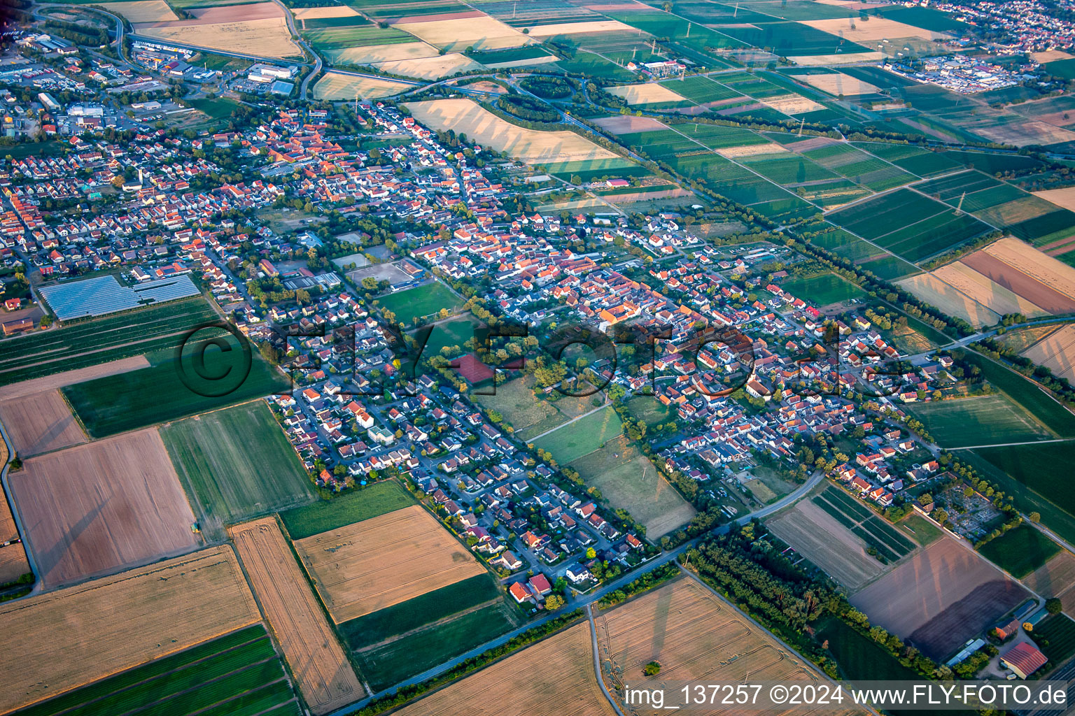 From the west in Schwegenheim in the state Rhineland-Palatinate, Germany