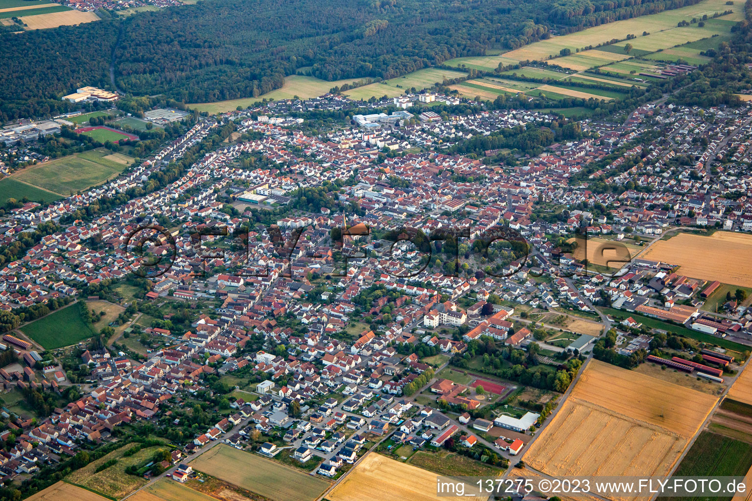 From northeast in Herxheim bei Landau in the state Rhineland-Palatinate, Germany