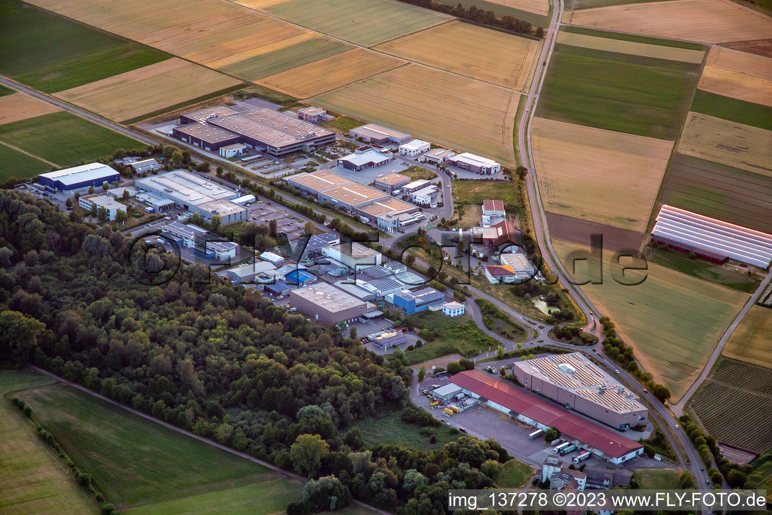 Business Park W from the southeast in Herxheim bei Landau in the state Rhineland-Palatinate, Germany