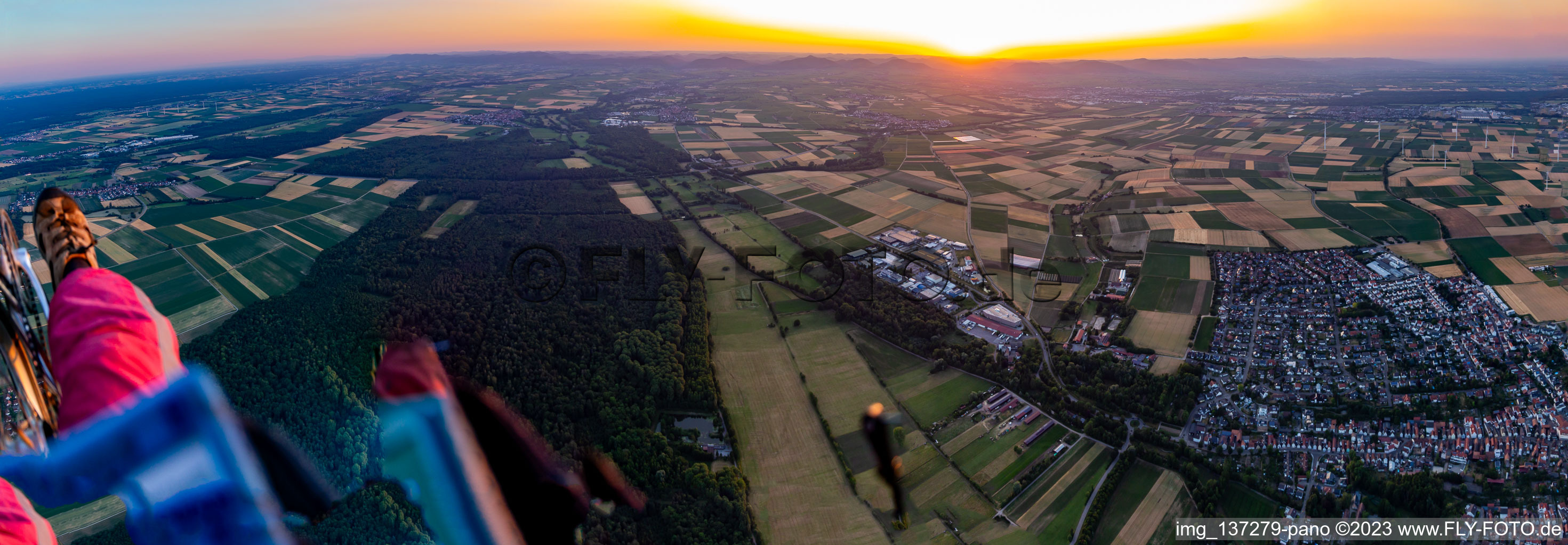 Sunset over Herxheim in Herxheim bei Landau in the state Rhineland-Palatinate, Germany