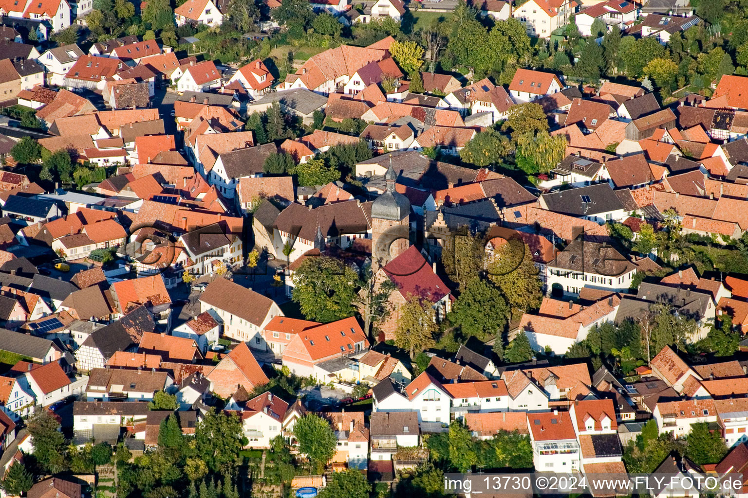 District Billigheim in Billigheim-Ingenheim in the state Rhineland-Palatinate, Germany from the drone perspective