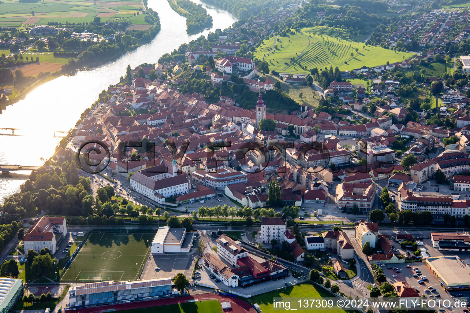 Old town from the southwest in Ptuj in the state Slovenia, Slovenia