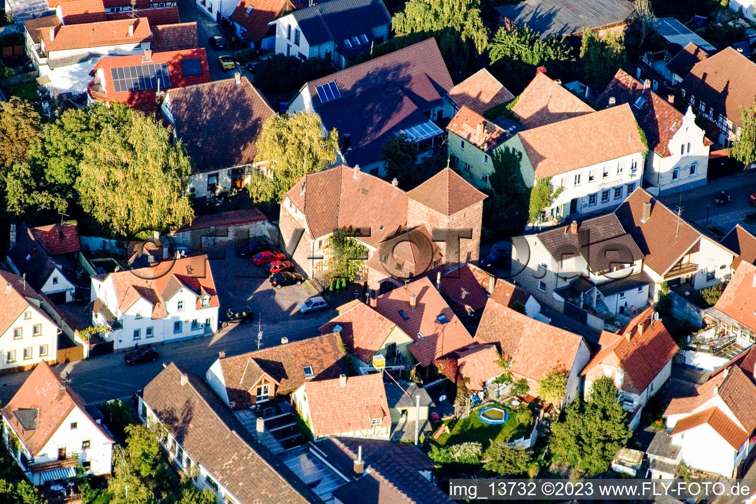 District Billigheim in Billigheim-Ingenheim in the state Rhineland-Palatinate, Germany from a drone