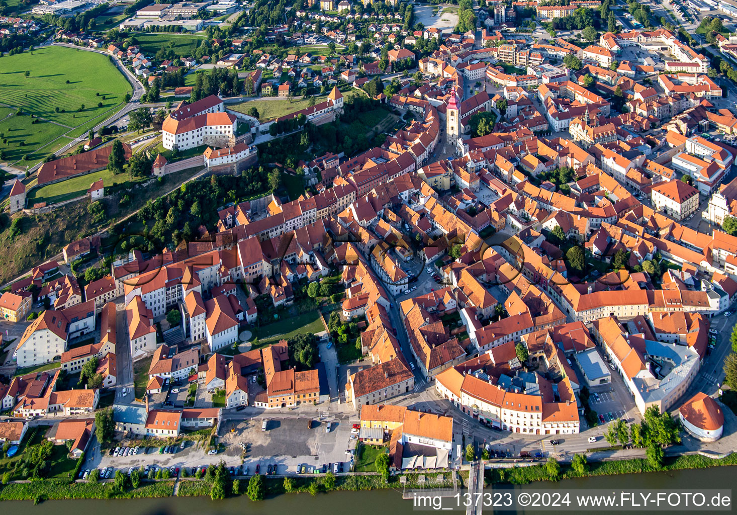 Aerial view of Ptuj in the state Slovenia, Slovenia