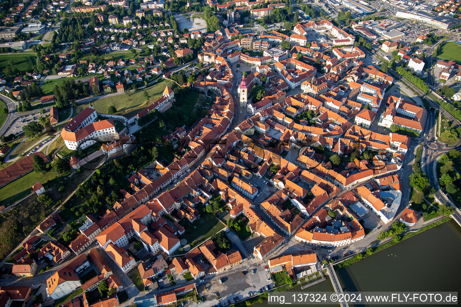 Aerial photograpy of Ptuj in the state Slovenia, Slovenia