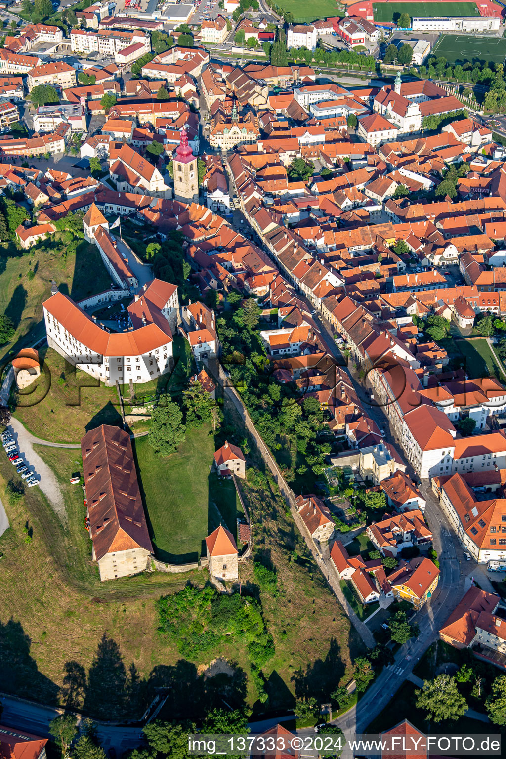 Prešernova ulica under the castle in Ptuj in the state Slovenia, Slovenia