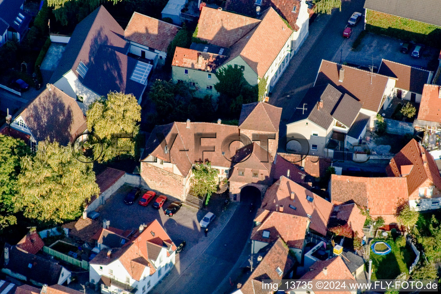 Aerial view of District Billigheim in Billigheim-Ingenheim in the state Rhineland-Palatinate, Germany