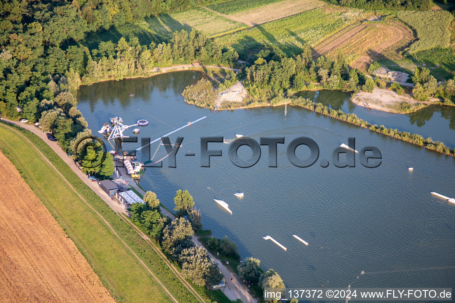 Aerial view of Wakepark Dooplek in Duplek in the state Slovenia, Slovenia