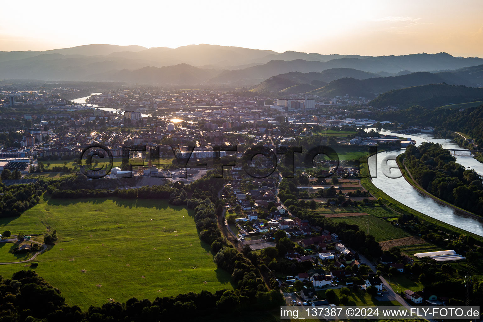 HE Zlatolicje Canal and Drava River in Maribor in the state Slovenia, Slovenia