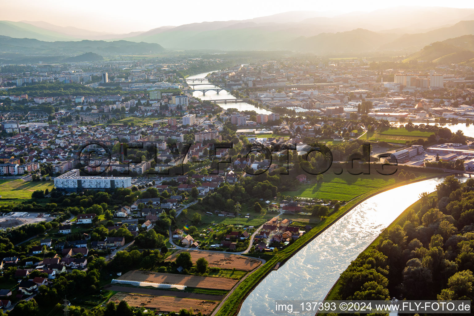 Bridges over the Drava in Maribor in the state Slovenia, Slovenia