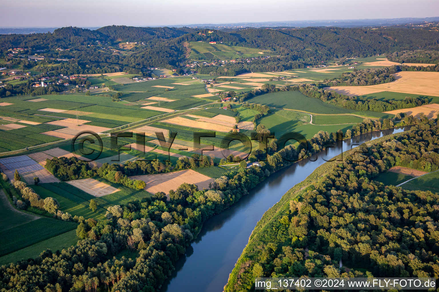 Bend of the Drava river in Duplek in the state Slovenia, Slovenia