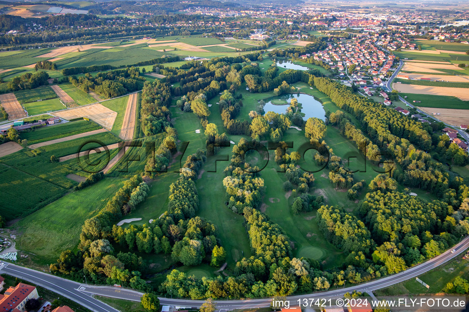 Aerial view of Golf club Ptuj in Ptuj in the state Slovenia, Slovenia