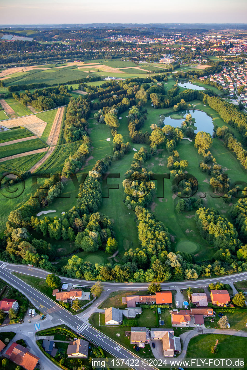 Aerial photograpy of Golf club Ptuj in Ptuj in the state Slovenia, Slovenia