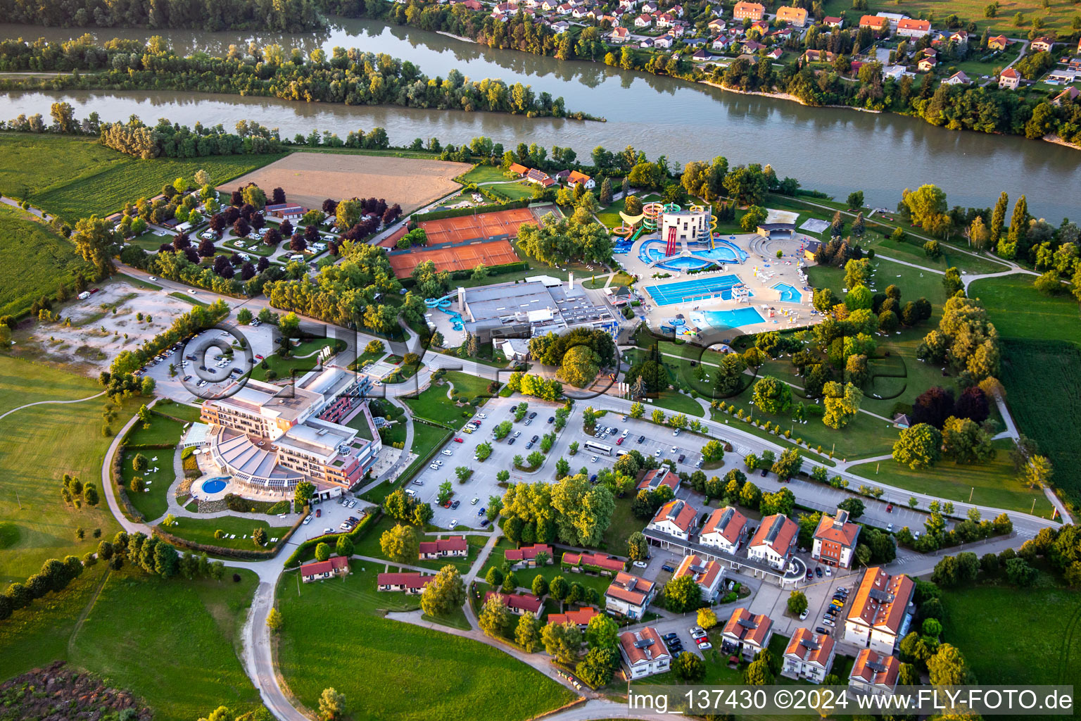 Aerial view of Grand Hotel Primus near Terme Ptuj - Sava Hotels & Resorts in Ptuj in the state Slovenia, Slovenia