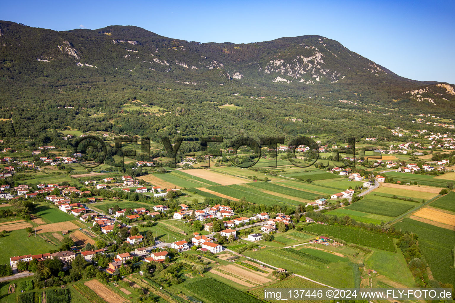 Aerial view of Sempas in Nova Gorica in the state Slovenia, Slovenia