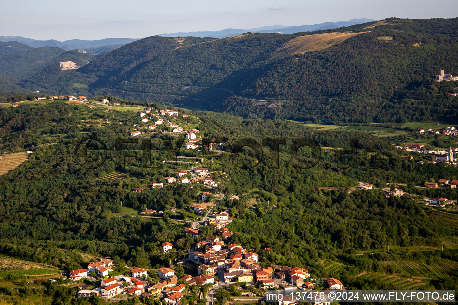 Aerial view of District Preserje in Nova Gorica in the state Slovenia, Slovenia