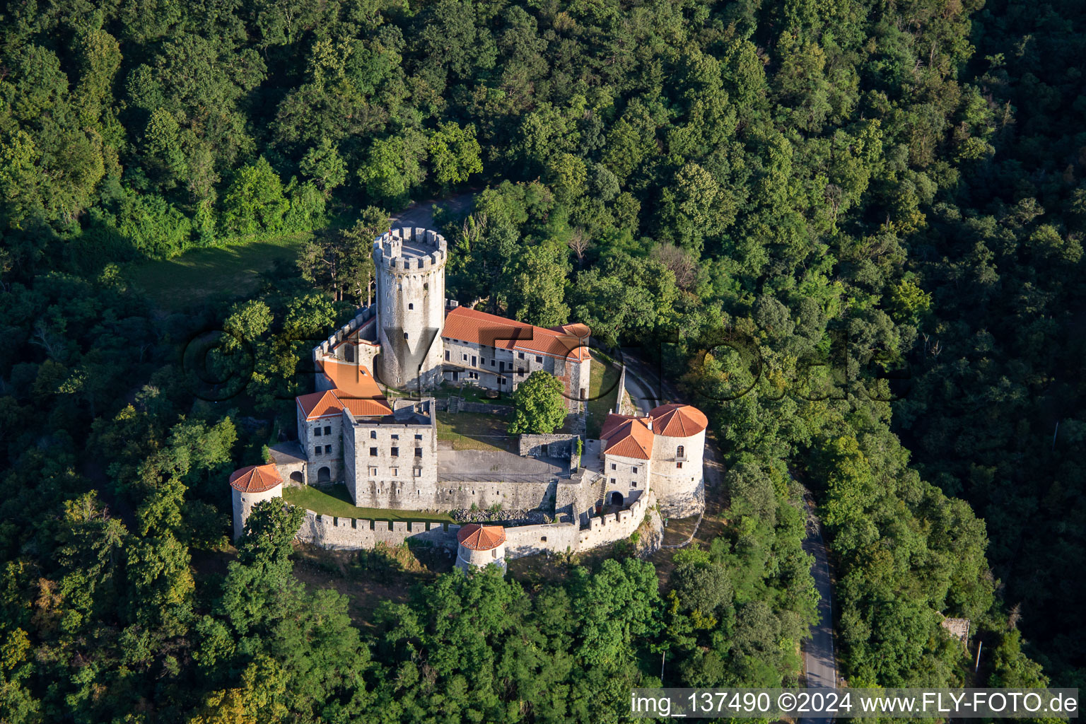 Castle / Grade Rihemberk in the district Branik in Nova Gorica in the state Slovenia, Slovenia out of the air