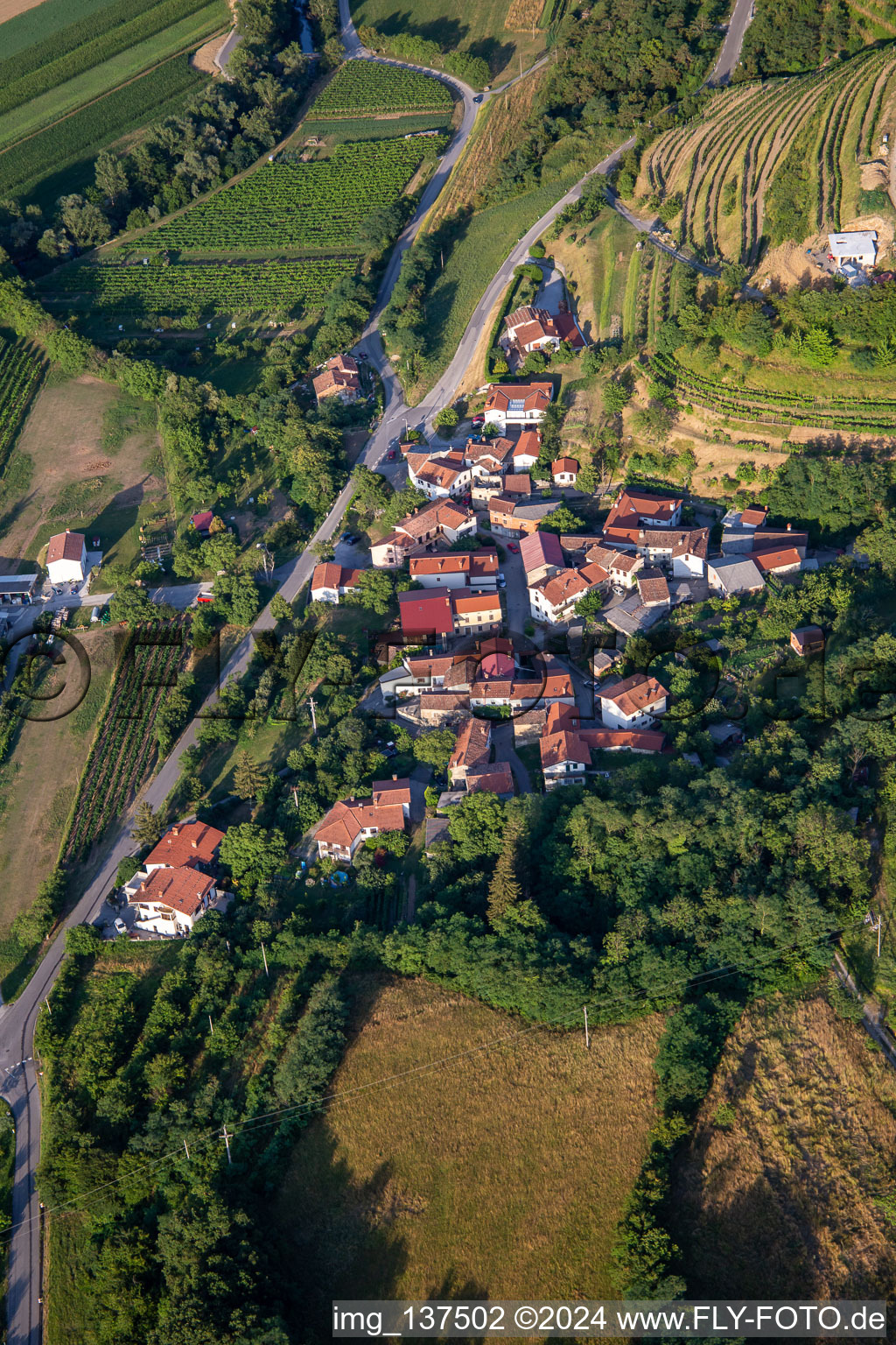 Aerial view of District Dolenje in Ajdovščina in the state Slovenia, Slovenia