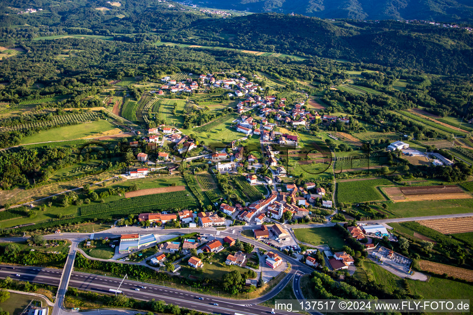 Ajdovščina in the state Slovenia, Slovenia from the plane