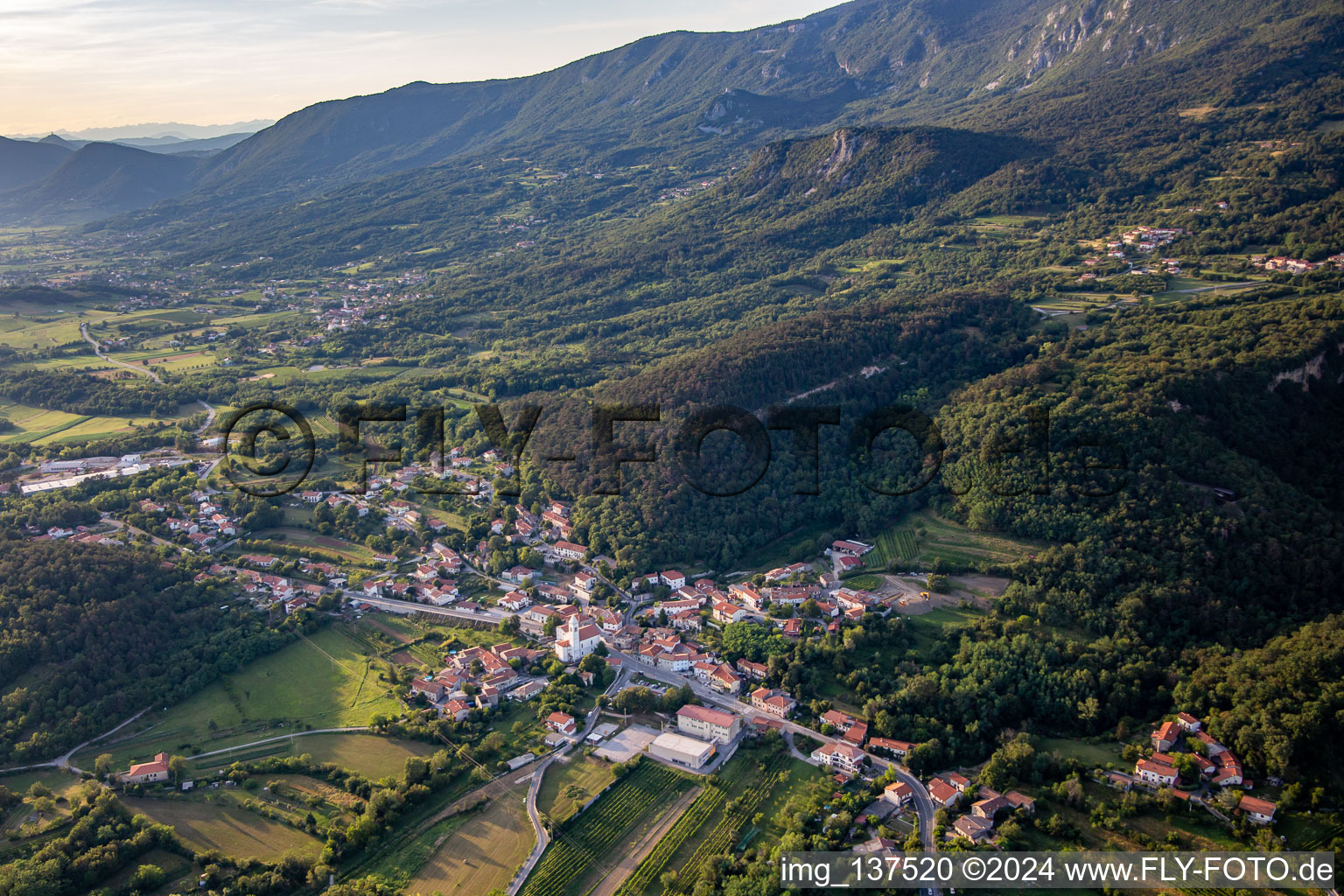 Drone recording of Ajdovščina in the state Slovenia, Slovenia