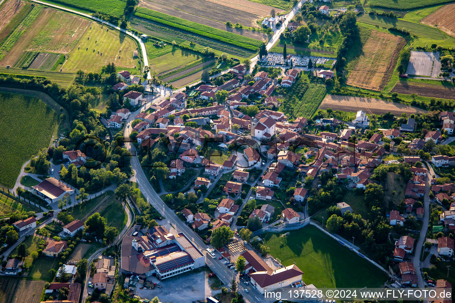 Aerial photograpy of Sempas in the district Schönpaß in Nova Gorica in the state Slovenia, Slovenia