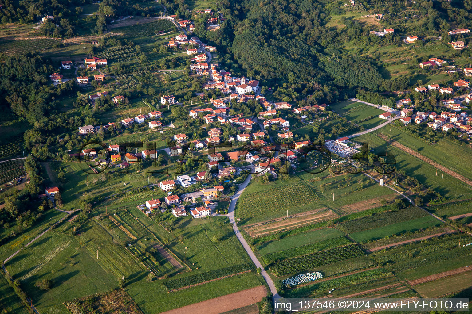 Aerial photograpy of District Ozeljan in Nova Gorica in the state Slovenia, Slovenia