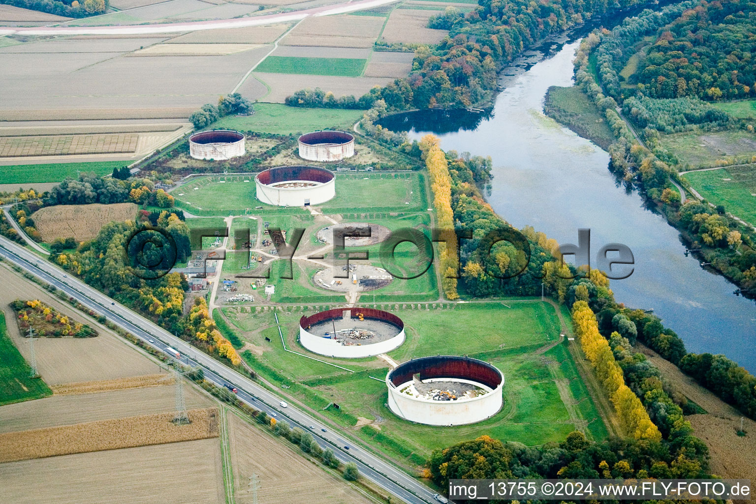 Mineral oil - tank of Wintershall in conversion in Jockgrim in the state Rhineland-Palatinate