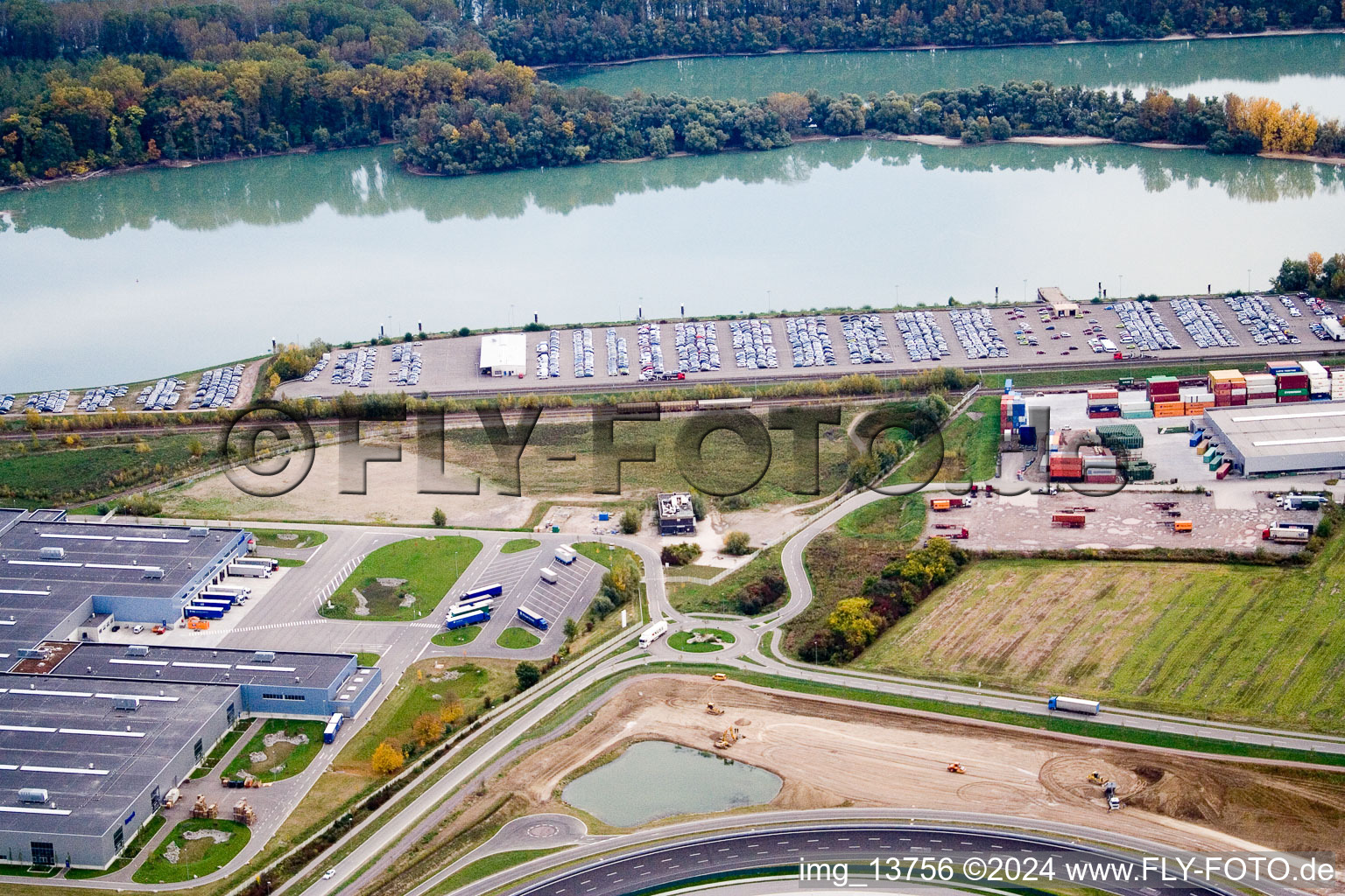 Rhine port in Wörth am Rhein in the state Rhineland-Palatinate, Germany